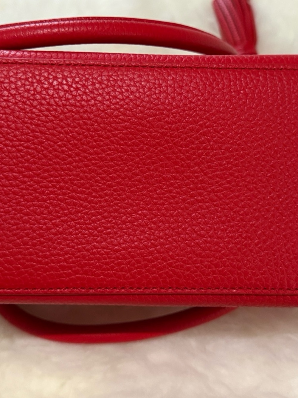 Tory Burch Vibrant Red Pebbled Leather Tassel Tote - Picture 10 of 14
